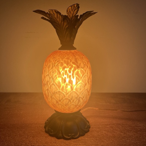 Other - VTG 1998 Pineapple Table Lamp Amber Glass 10" Hospitality Tropical Coastal Decor
